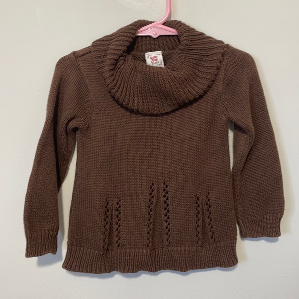 GAP toddler girl Pullover brown cowl neck 100% cotton sweater. 18-24 month